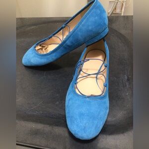 NEW J Crew Suede ballet flats with lace up ankle. Brand new. NWT.